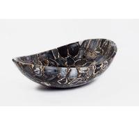 Elegante ciotola per il lavaggio delle mani, lavabo di forma ovale per la decorazione del bagno della casa e dell'hotel, 50,8 x 40,6 cm, in pietra occhio di tigre blu, lavello da appoggio per ufficio