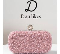 Elegante Clutch da sera decorata con perle, borsetta in stile cheongsam da matrimonio, fidanzamento o festa di lusso per signore eleganti Poliestere