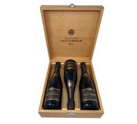 Elegante cofanetto in legno -Taittinger- con 3 bottiglie di Millésimé 2015 750ml, Ottima ed Esclusiva idea regalo !