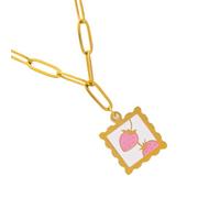 Elegante collana a catena in acciaio inossidabile ispirata alla fragola, accessorio versatile per abiti formali e casual, gioielli regalo in acciaio inossidabile, Misura unica, come descritto, come