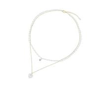 Elegante collana a doppio strato con cuore e perle, da donna, regolabile, per un look senza tempo, doppio strato