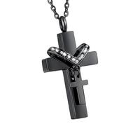 Elegante collana commemorativa con doppia croce in acciaio inox per uso quotidiano