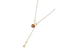 Elegante collana con chiusura scorrevole con perle di pietra occhio di animale accenti e robusta catena in lega di design da ufficio a festa collana regolabile, Misura unica, come descritto, come