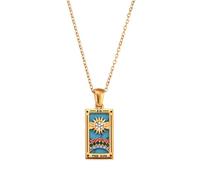 Elegante collana con ciondolo a forma di carta dei tarocchi che evidenzia i segni zodiacali in robusto acciaio inossidabile per adulti alla moda collana con carte dei tarocchi, Misura unica, come