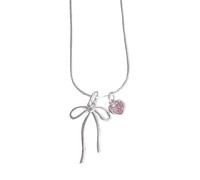 Elegante collana con ciondolo a forma di cuore e fiocco, aggiunge un tocco romantico a qualsiasi abbigliamento, accessorio per collana da donna alla moda con simbolo d'amore