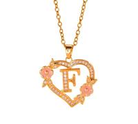 Elegante collana con ciondolo a forma di cuore floreale in ottone, gioiello leggero per occasioni speciali, elegante collana con iniziale per lei, Misura unica, come descritto, come descritto