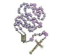 Elegante collana con ciondolo a forma di rosa con perline di vetro, rosario, gioiello ornamentale, unisex