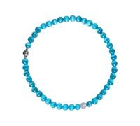 Elegante collana con perline a forma di cuore blu occhio di gatto che simboleggia amore e tenerezza per donne alla moda abbigliamento casual, As show, Liuli