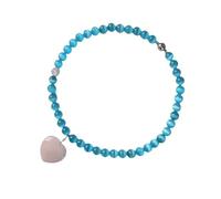 Elegante collana con perline a forma di cuore con occhio di gatto blu, accessorio portatile per aggiungere un tocco di eleganza agli stili di tutti i giorni Collana con pietra occhio di gatto blu