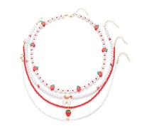 Elegante collana con perline a forma di fragola, design semplice, ornamento, aggiunge fascino dolce per vari stili set di accessori per feste