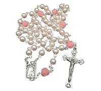 Elegante collana con rosario cristiano con ciondolo a forma di croce con perline di vetro, gioiello cristiano, ornamento unisex, collana con perline di preghiera incrociate