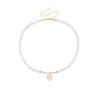 Elegante collana con simbolo d'amore con accenti di cristallo e delicate perline di vetro, ideale per l'uso quotidiano, elegante gioiello con perline in cristallo, One Size, come descritto, come