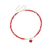Elegante collana con simbolo d'amore con accenti di cristallo e delicate perline di vetro, ideale per l'uso quotidiano, elegante gioiello con perline in cristallo, One Size, come descritto, come