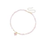 Elegante collana con simbolo d'amore con accenti di cristallo e delicate perline di vetro, ideale per l'uso quotidiano, elegante gioiello con perline in cristallo, One Size, come descritto, come