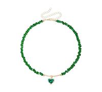 Elegante collana con simbolo d'amore con accenti di cristallo e delicate perline di vetro, ideale per l'uso quotidiano, elegante gioiello con perline in cristallo, One Size, come descritto, come