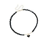 Elegante collana con simbolo dell'amore con accenti di cristallo e delicate perline di vetro, ideale per l'uso quotidiano, delicata collana a catena in lega, Misura unica, come descritto, come