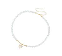 Elegante collana con simbolo dell'amore con accenti di cristallo e delicate perline di vetro, ideale per l'uso quotidiano, delicata collana a catena in lega, Misura unica, come descritto, come