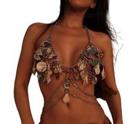 Elegante collana da donna con paillettes e conchiglie per un look da spiaggia alla moda