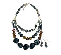 Elegante collana di perline multistrato leggera orecchini a perno in acrilico set di gioielli per migliorare la scollatura bellezza a strati abbinati acrilico donna catena clavicola leggera colorata