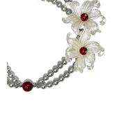 Elegante collana girocollo da donna con perle e fiori, accessorio per eventi formali e da indossare tutti i giorni