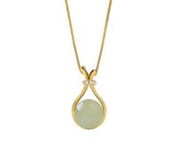 Elegante collana in acciaio inox con imitazione Hetian Jades ciondolo moderno scatole catena design per le donne gioielli di lusso per lei, O character chain, come descritto, come descritto