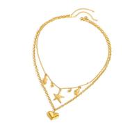 Elegante collana in acciaio inox con stella marina a doppio strato, adatta per una spiaggia versatile e per le vacanze al mare di tutti i giorni, Misura unica, come descritto, come descritto