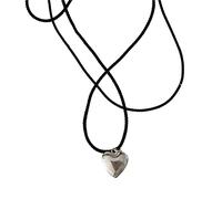 Elegante collana in corda nera alla moda con catena a cuore clavicola unico collare regolabile per donne ragazza adolescente ornamento regolabile girocollo collana romantica, Grande, come descritto