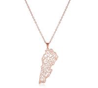 Elegante collana in metallo con mappa del Libano, lunghezza regolabile, per uomini e donne, alla moda, girocollo, unisex, alla moda, Misura unica, come descritto, come descritto