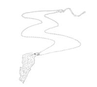 Elegante collana in metallo con mappa del Libano, lunghezza regolabile, per uomini e donne, alla moda, girocollo, unisex, alla moda, Misura unica, come descritto, come descritto