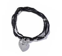 Elegante collana lunga in corda nera con ciondolo a forma di cuore inciso, accessori fatti a mano per le donne da indossare tutti i giorni gioielli con simbolo d'amore, Misura unica, come descritto