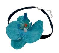 Elegante collana Phalaenopsis colorata a forma di fiore catena clavicola gioielli alla moda fiore fascino catena del collo ornamento femminile accessorio floreale, Misura unica, come descritto, come