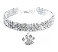 Elegante collare per gattini con cristalli scintillanti, catena argentata glitterata, compatibile con il tuo piccolo animale domestico, rego