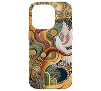 Elegante colomba e Art Nouveau Astratto Motivo Dorato Custodia per iPhone 14 Pro