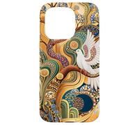Elegante colomba e Art Nouveau Astratto Motivo Dorato Custodia per iPhone 15 Pro