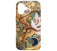 Elegante colomba e Art Nouveau Astratto Motivo Dorato Custodia per iPhone 16