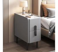 Elegante comodino grigio con 2 cassetti in legno con gambe affusolate per camera da letto, soggiorno e corridoio, 20 x 40 x 50 cm, perfetto per nizzare gli elementi essenziali.
