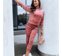 Elegante completo da donna in velluto composto da felpa e pantaloni coordinati | Completo in due pezzi realizzato in materiale morbido con una delicata lucentezza | Elegante completo da tutti i giorni