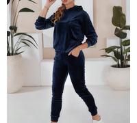 Elegante completo da donna in velluto composto da felpa e pantaloni coordinati | Completo in due pezzi realizzato in materiale morbido con una delicata lucentezza | Elegante completo da tutti i giorni