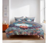 Elegante con Federa Ciano Fantasia Parure Copripiumino Pipistrello Zucca Robot Resistente Copripiumini per Children's Boys Girls Duvet Cover 135x200cm(53" x 79")