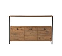 Elegante console, Atlantic Pine & Black, 120 x 77 x 29,5 cm, 100% melamina rivestita, rivestimento in polvere Electrostatica, profili in metallo durevoli, design moderno per la casa e l'ufficio