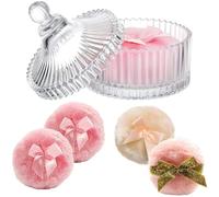 Elegante Contenitore for Spolverare Da 5 Pezzi Con Set Di Soffio - Barattolo for Cipria for Il Corpo In Vetro Cristallo Con Grandi Piumini Riutilizzabili for Donne E Bambini