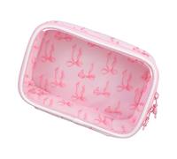 Elegante contenitore trasparente per borsa bellezza con nodo a farfalla con fiocchi per organizzare prodotti per la cura della pelle Borsa per trucco piegata in PVC trasparente
