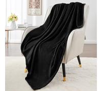 Elegante coperta per divano e divano, coperta in pile leggero per tutte le stagioni, coperta di lusso morbida e accogliente per lei e lui, nera, 127 x 142 cm