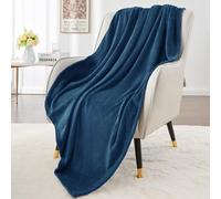 Elegante coperta per divano e divano, coperta in pile leggero per tutte le stagioni, lussuosa coperta morbida e accogliente per lei e lui, blu navy, 127 x 142 cm