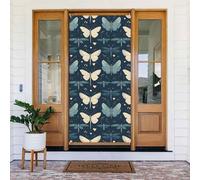 Elegante copertura decorativa per porta con stampa di libellule e farfalle, decorazione per interni ed esterni, primavera/estate/autunno/inverno, decorazioni natalizie per Halloween