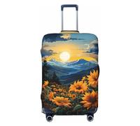 Elegante copertura per bagagli da viaggio con girasole al tramonto, elastica, per valigie, 45-81 cm, Nero , M