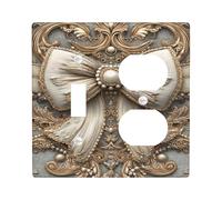 Elegante copertura per interruttore della luce a fiocco, design decorativo color crema e oro, per tutte le stagioni, piatti da parete in termoplastica ornata, dimensioni standard duplex