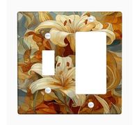 Elegante copertura per interruttore della luce floreale, con gigli color crema per decorazione tutto l'anno, piastre da parete in materiale termoplastico, dimensioni standard