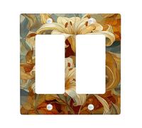 Elegante copertura per interruttore della luce floreale, con gigli color crema per decorazione tutto l'anno, piastre da parete in materiale termoplastico, dimensioni standard a doppio bilanciere