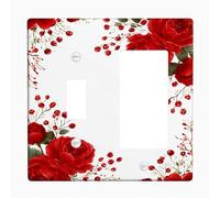 Elegante copertura per interruttore della luce rossa floreale, perfetta per San Valentino, decorazione domestica in materiale termoplastico, dimensioni standard